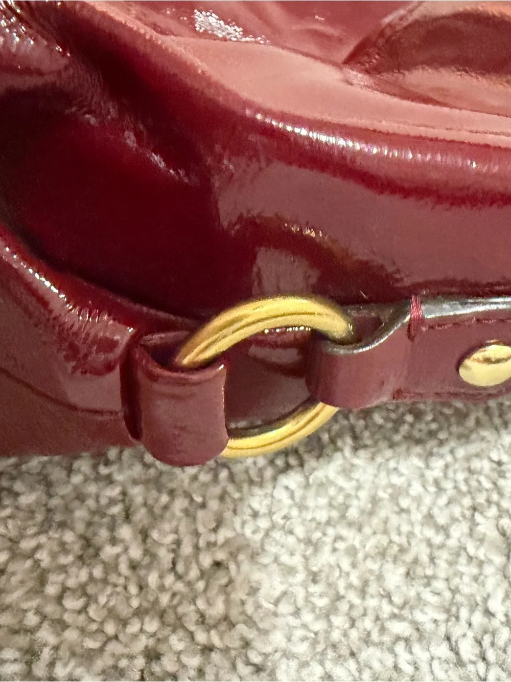 Coach Patent Shoulder Tote in Deep Burgundy